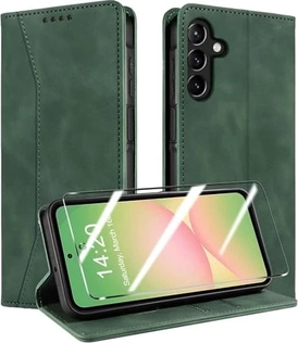 QHOHQ Flip Capa com Panzerglas para Samsung Galaxy A56 5G/A36 5G Green