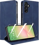 QHOHQ Flip Capa com Panzerglas para Samsung Galaxy A56 5G/A36 5G Blue